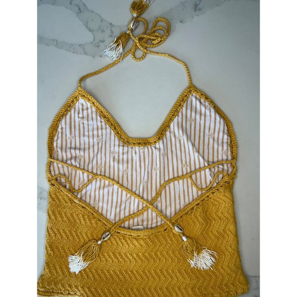 She Made Me crocheted one piece swimsuit yellow size SM - Picture 9 of 14